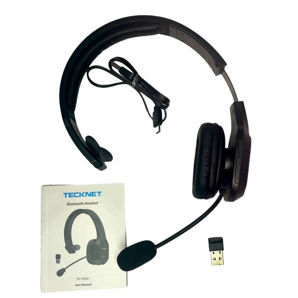 TECKNET Trucker Bluetooth Headset w Microphone Noise Canceling Wireless Headset